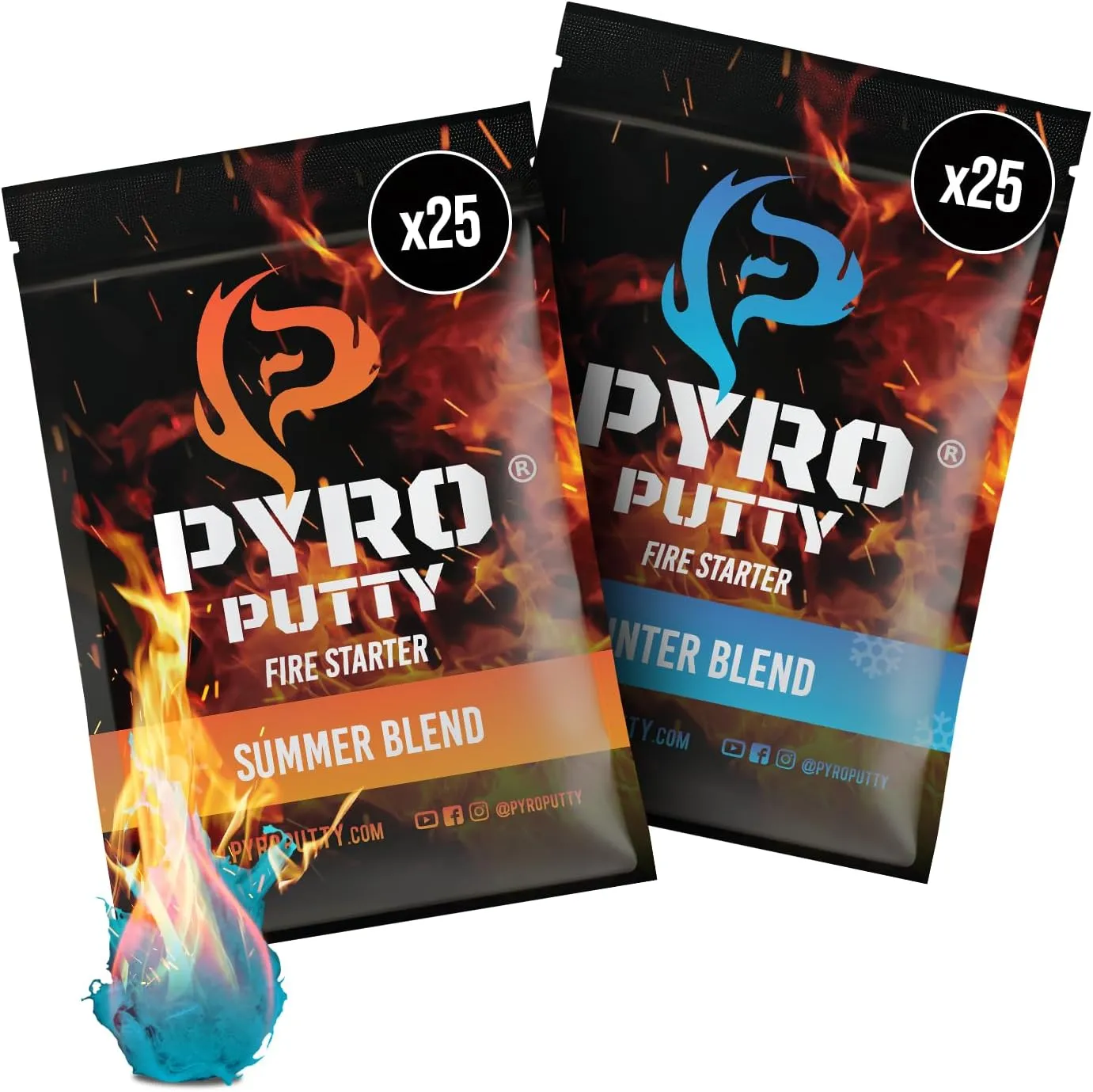 Phone Skope Pyro Putty: Single Use Waterproof Survival Fire Starter, 20 or 50 ct Foil Packs, Easy Tear, Easy Ignite, Fire Starters for Campfires