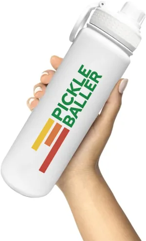 Pickle Baller Sports Water Bottle - Pickleball Insulated Stainless Insulated - Double Walled - 10 Hours Cold & 6 Hours Hot - Reusable Metal Water Bottle - Leak Proof - 1 Count
