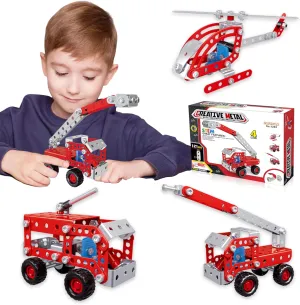 PIRUETA 4 in 1 fire Trucks Toys for Toddler Fire Truck Toys for 5 6 7 8 Year Rescue Emergency Fire Car Toy, Birthday for Over 5 Years Old Boys (4 in 1 Fire Truck)