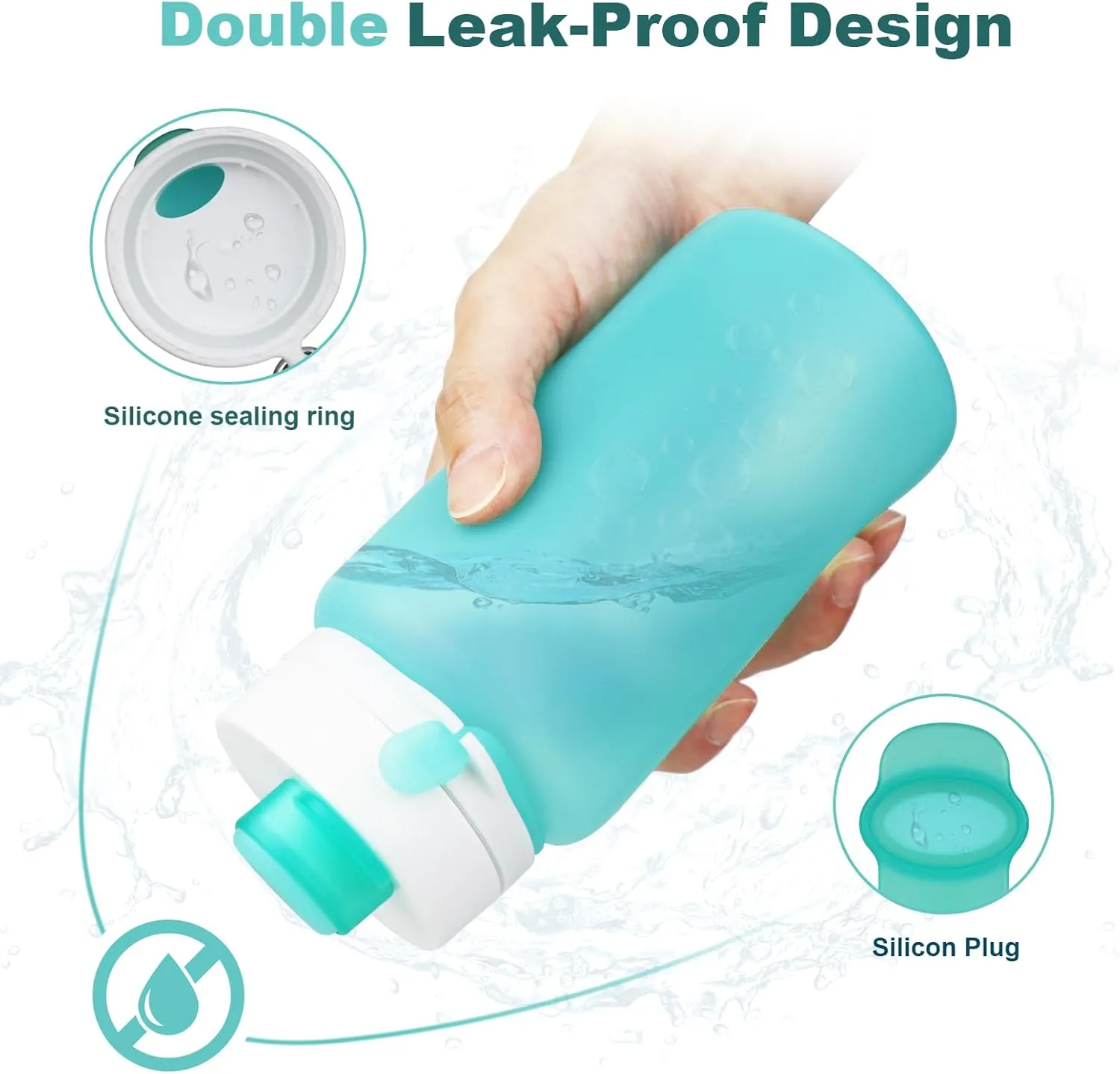 PLTCAT Collapsible Foldable BPA Free Reusable Lightweight Leak-Proof Travel Silicone Water Bottle for Travel, Gym, Hiking, Office, Camping