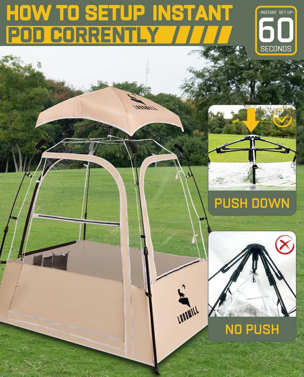 Pod All Weather Sports Tent, Outdoor Pop Up Bubble Clear 540° View Winter Tent for 1-2 Person, Instant Cold Weather Shelter with Rainfly for Soccer, Football, Softball & Other Sports Events