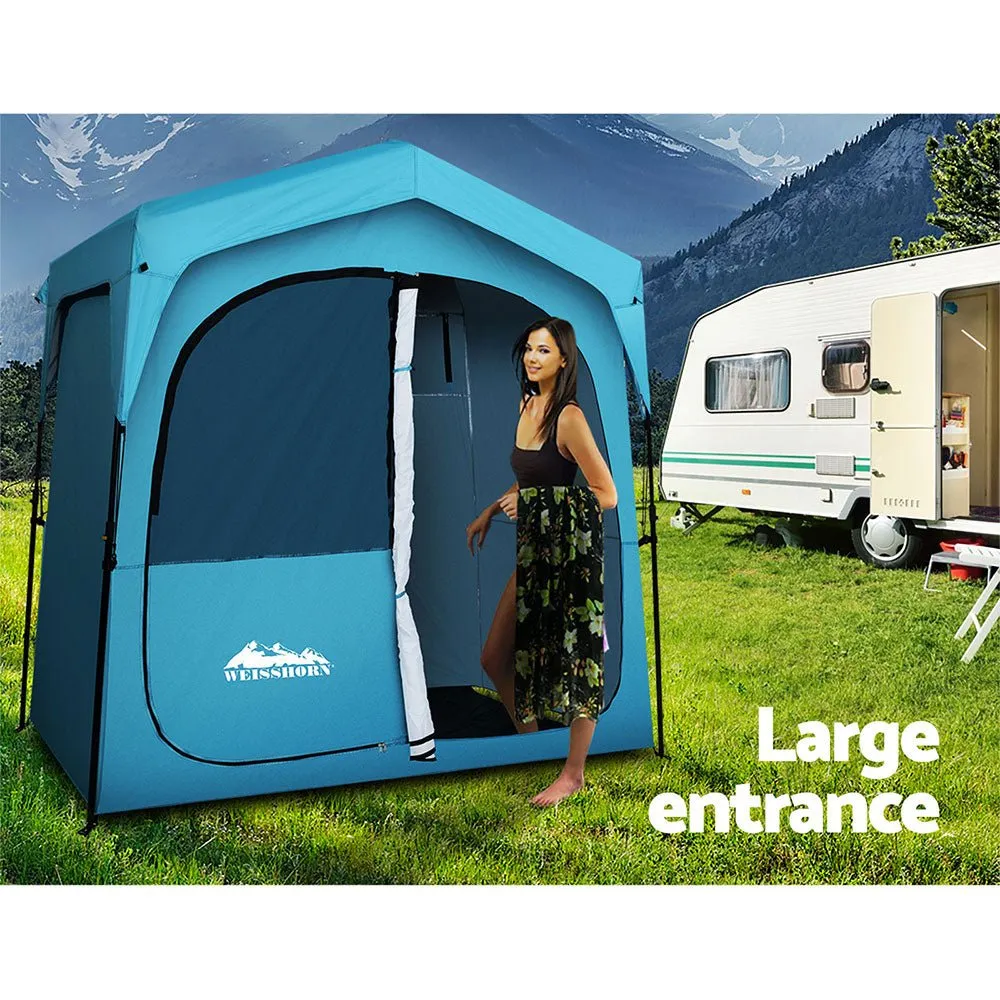 Pop Up Camping Shower Tent Portable Toilet Outdoor Change Room Blue