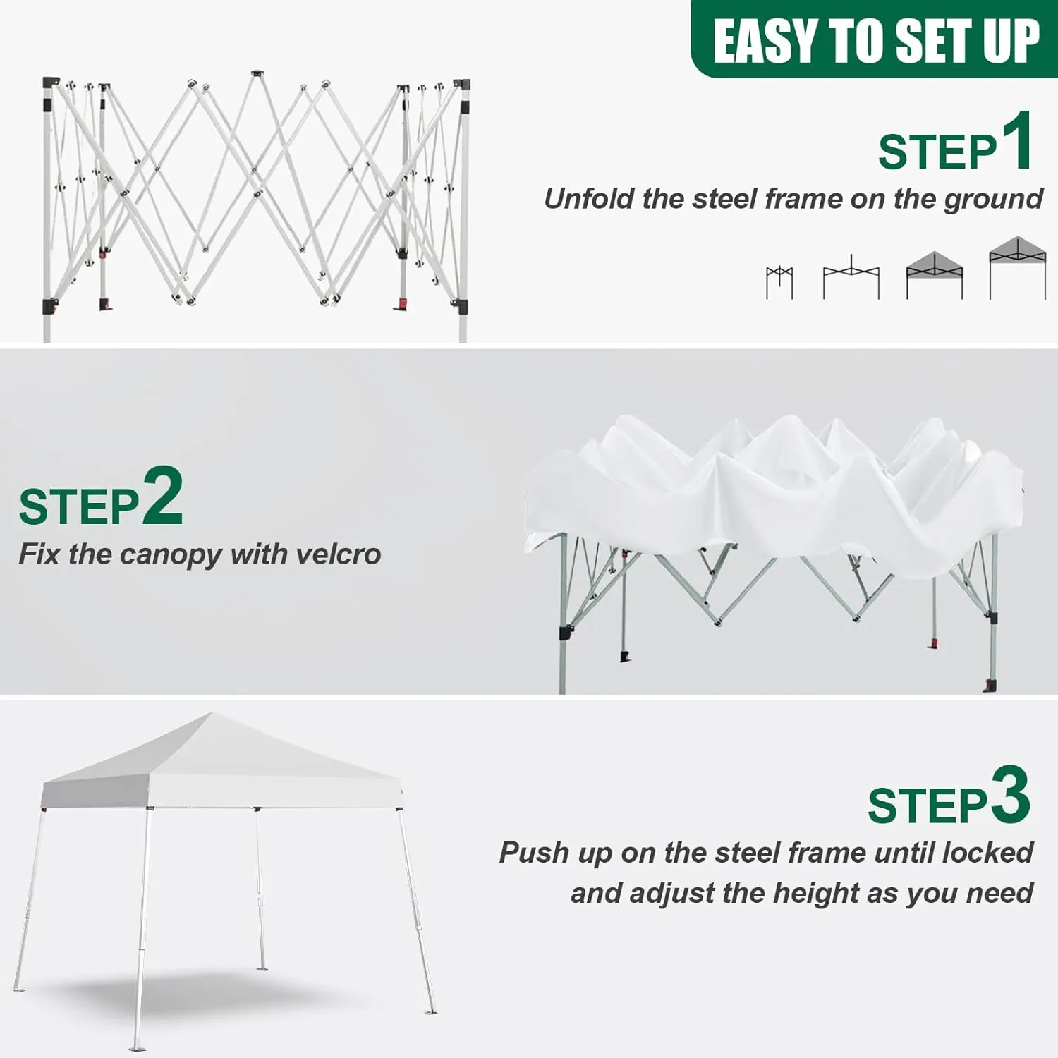 Pop Up Canopy Tent, 10x10 Outdoor Shade, Easy Set Up Tent, Portable Instant Beach Canopy Tents, Sun Shelter for Events, Parties, Camping, White