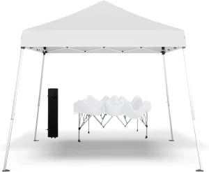 Pop Up Canopy Tent, 10x10 Outdoor Shade, Easy Set Up Tent, Portable Instant Beach Canopy Tents, Sun Shelter for Events, Parties, Camping, White