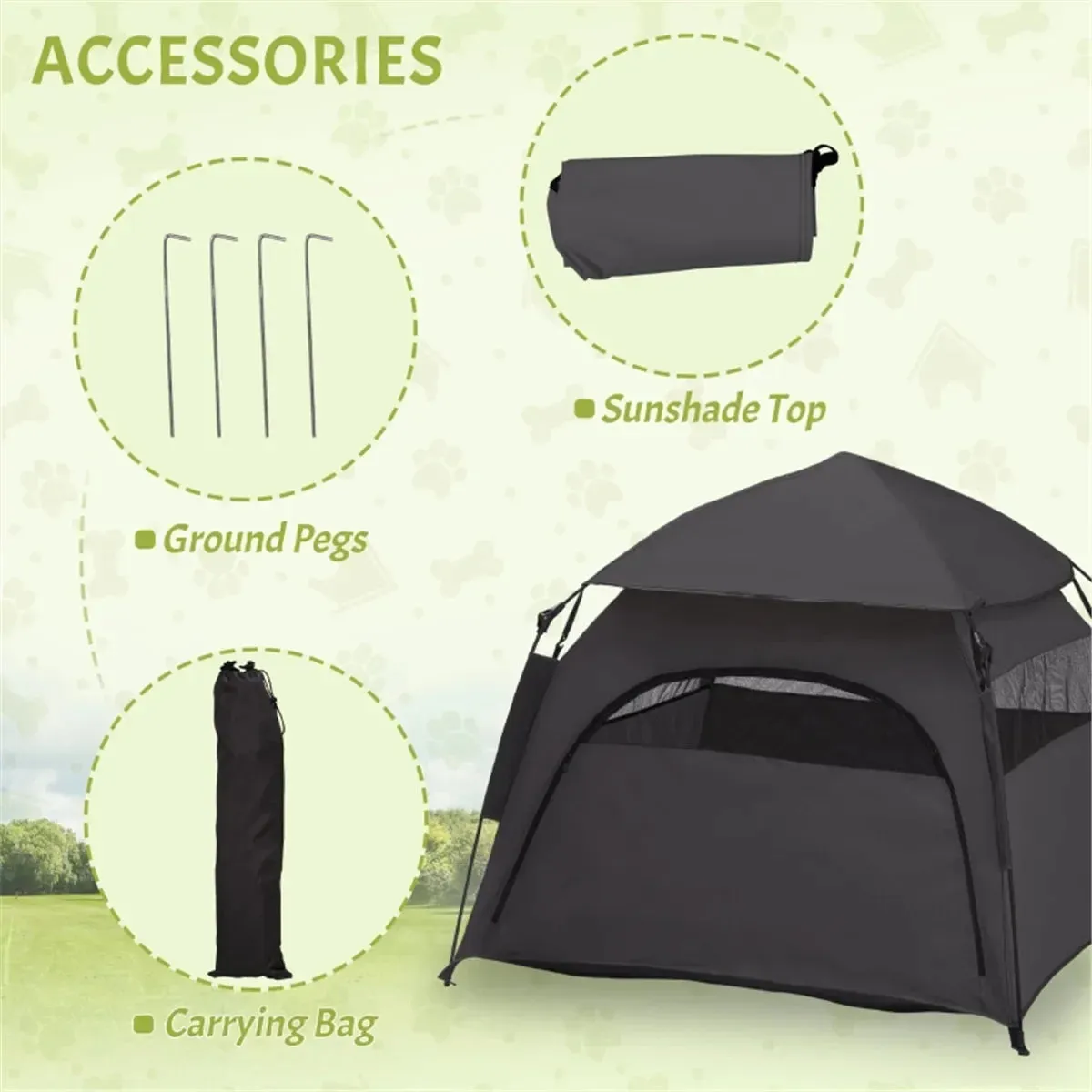 Pop Up Dog Tent Solid Wood Pet Kennel and Sofa Bed