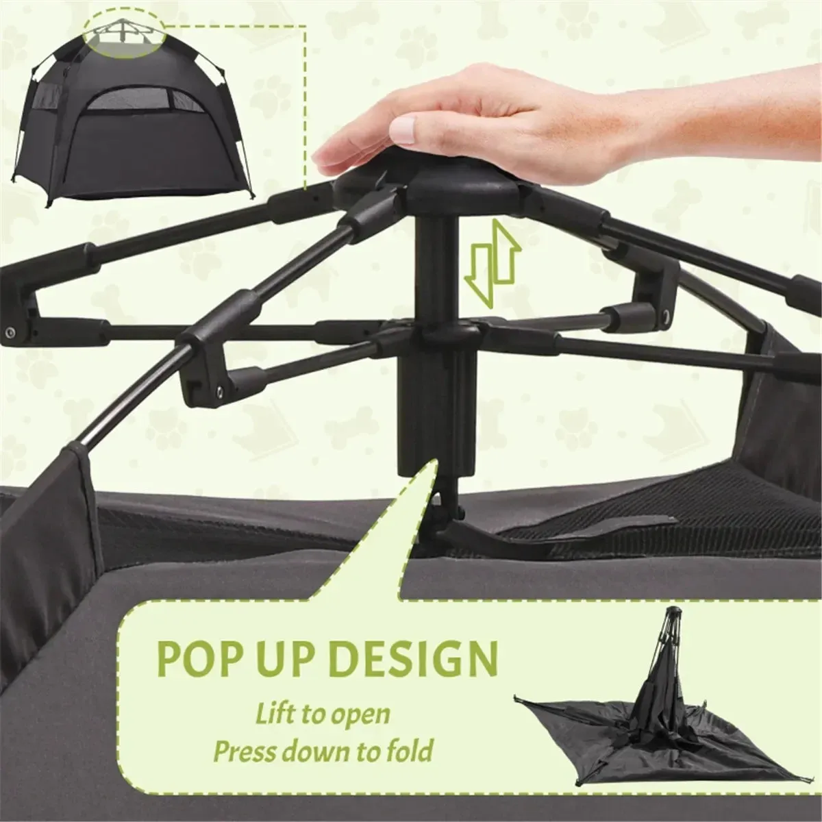 Pop Up Dog Tent Solid Wood Pet Kennel and Sofa Bed