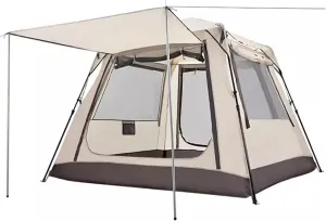 Pop Up Fully Automatic Family Camping Tent, 3-4 Person Portable Cabin Tent with Top Rain Curtain, for Hiking Climbing Family Gatherings