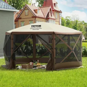 Pop up Gazebo Screen Tent 12 X 12 Ft, 6-Sided Camping Gazebo Instant