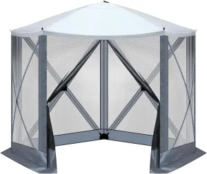 Pop Up Gazebo Tent, Camping Screen Tent for 6-8 Person Foldable, Pop-Up Canopy Shelter with Mesh Windows and Storage Bag (10 x 10 Ft)