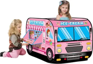 Pop Up Play Tent for Kids - My First Foldable Indoor & Outdoor Playhouse Vehicle Toys for Toddlers, Boys and Girls (Ice Cream Truck)