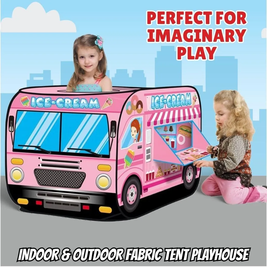 Pop Up Play Tent for Kids - My First Foldable Indoor & Outdoor Playhouse Vehicle Toys for Toddlers, Boys and Girls (Ice Cream Truck)