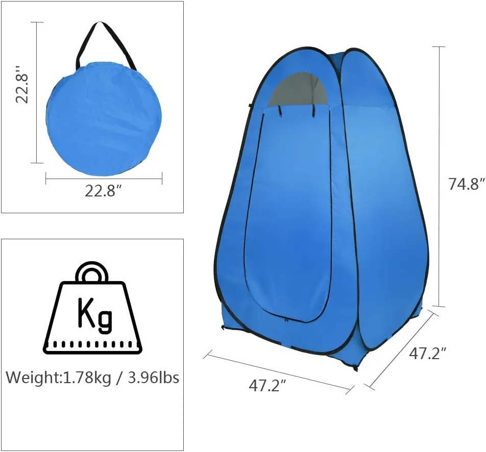 Pop Up Shower Changing Room Privacy Tent, Instant Portable Outdoor Shower Tent, Camp Toilet, Rain Shelter for Camping & Beach Lightweight & Sturdy, Easy Set Up, Foldable,with Carry Bag