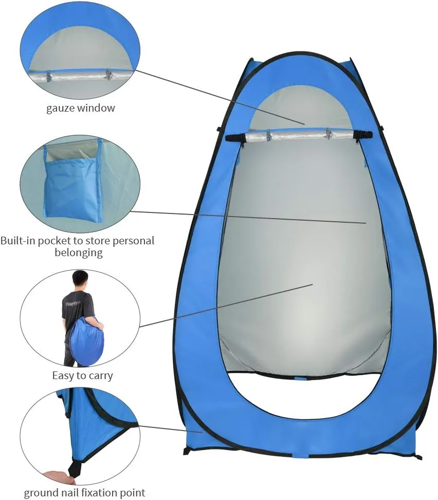 Pop Up Shower Changing Room Privacy Tent, Instant Portable Outdoor Shower Tent, Camp Toilet, Rain Shelter for Camping & Beach Lightweight & Sturdy, Easy Set Up, Foldable,with Carry Bag