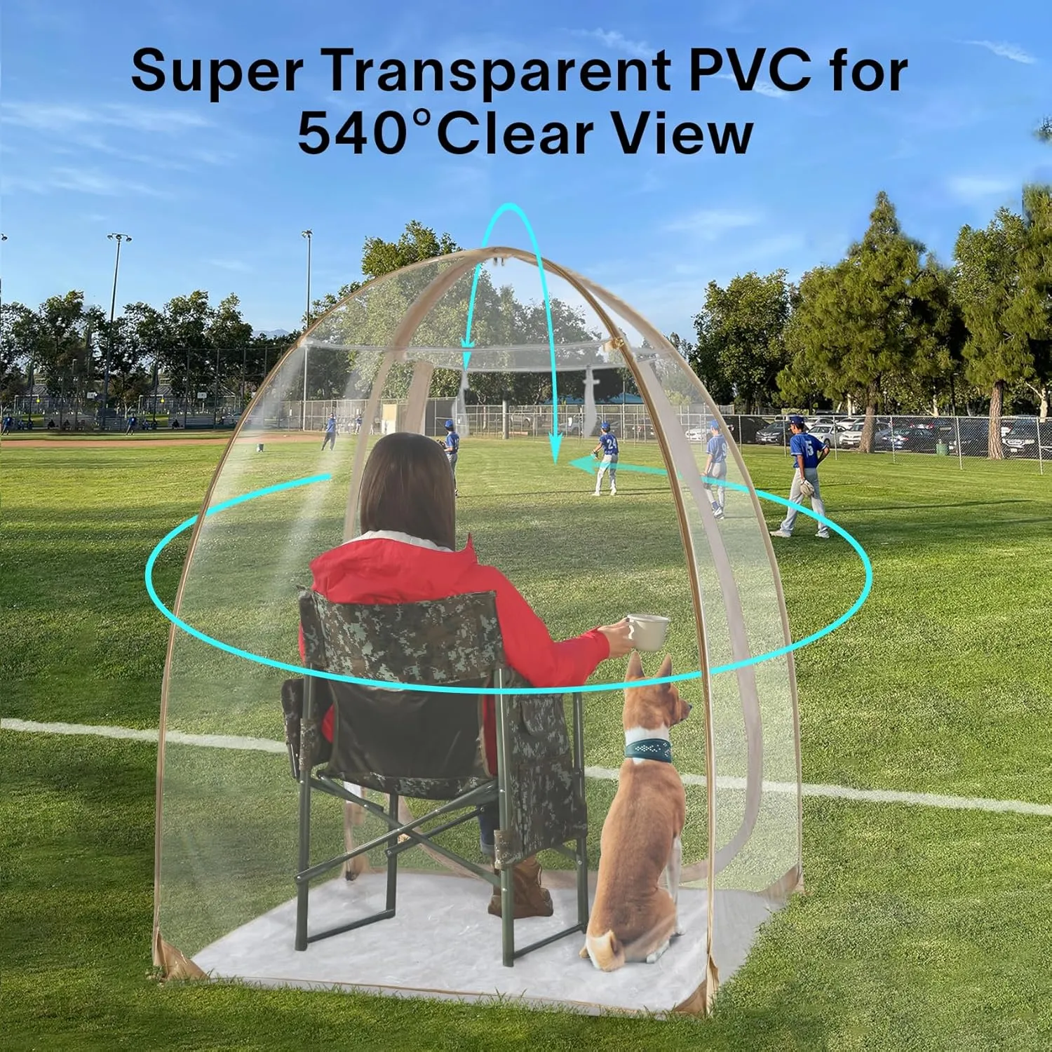 Pop-Up Sports Tent, Transparent Bubble Tent, Weatherproof Igloo Tent, Clear Tent for Winter Sports, Cold Weather Tent