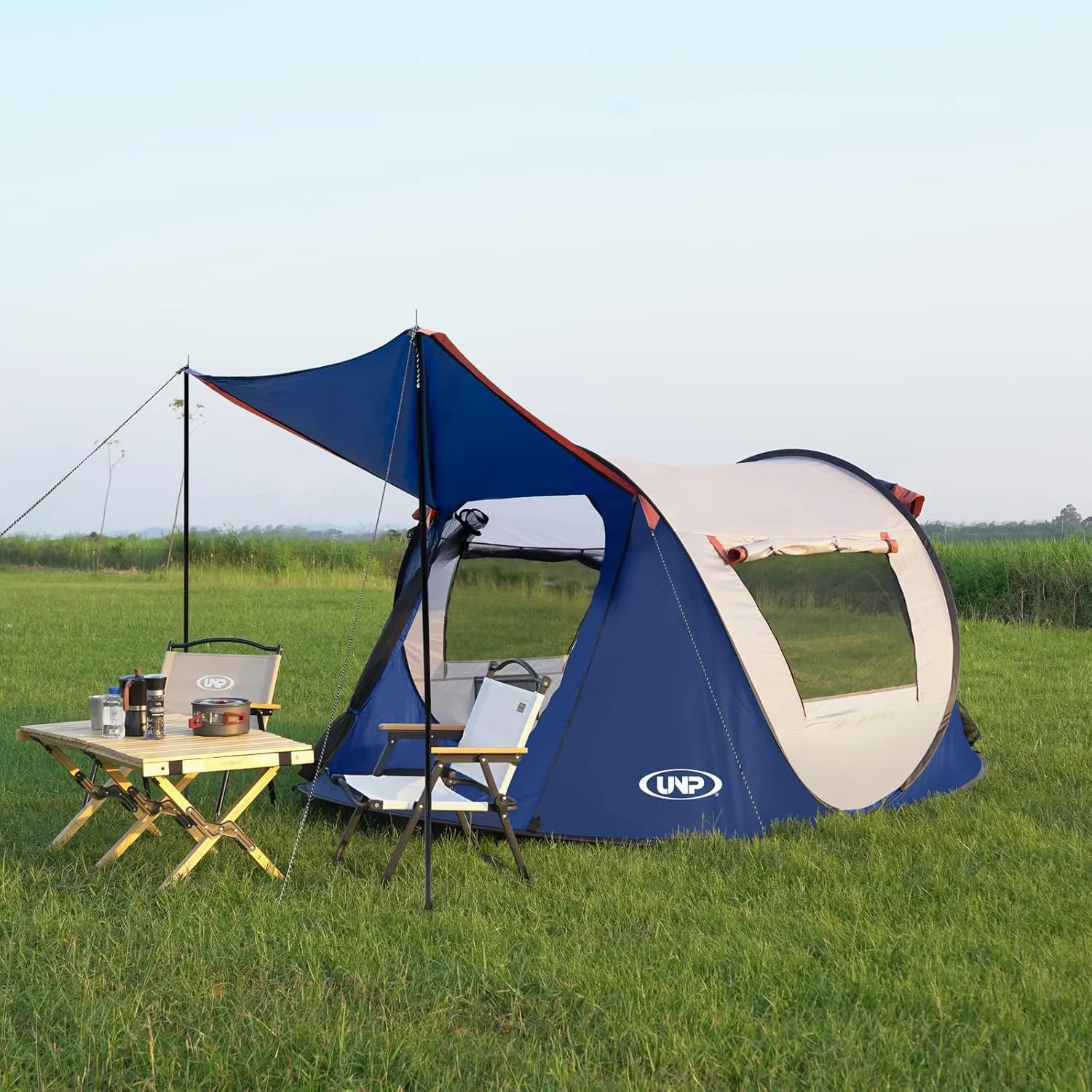 Pop-up Tent, 3 Person Camping Tent, Instant Portable Beach Tent, Easy Pop Up Shade Tents 2 Doors for Camping Hiking & Traveling with Carrying Bag