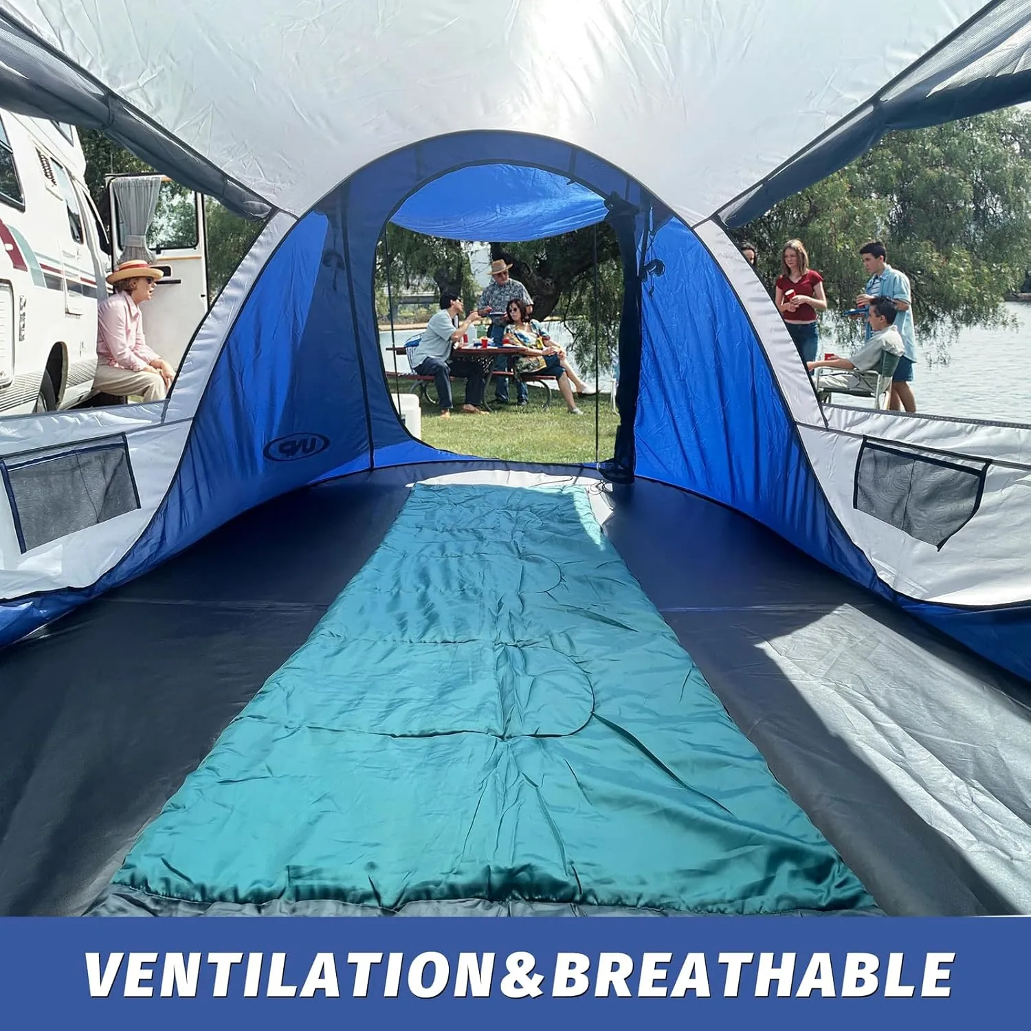 Pop-up Tent, 3 Person Camping Tent, Instant Portable Beach Tent, Easy Pop Up Shade Tents 2 Doors for Camping Hiking & Traveling with Carrying Bag