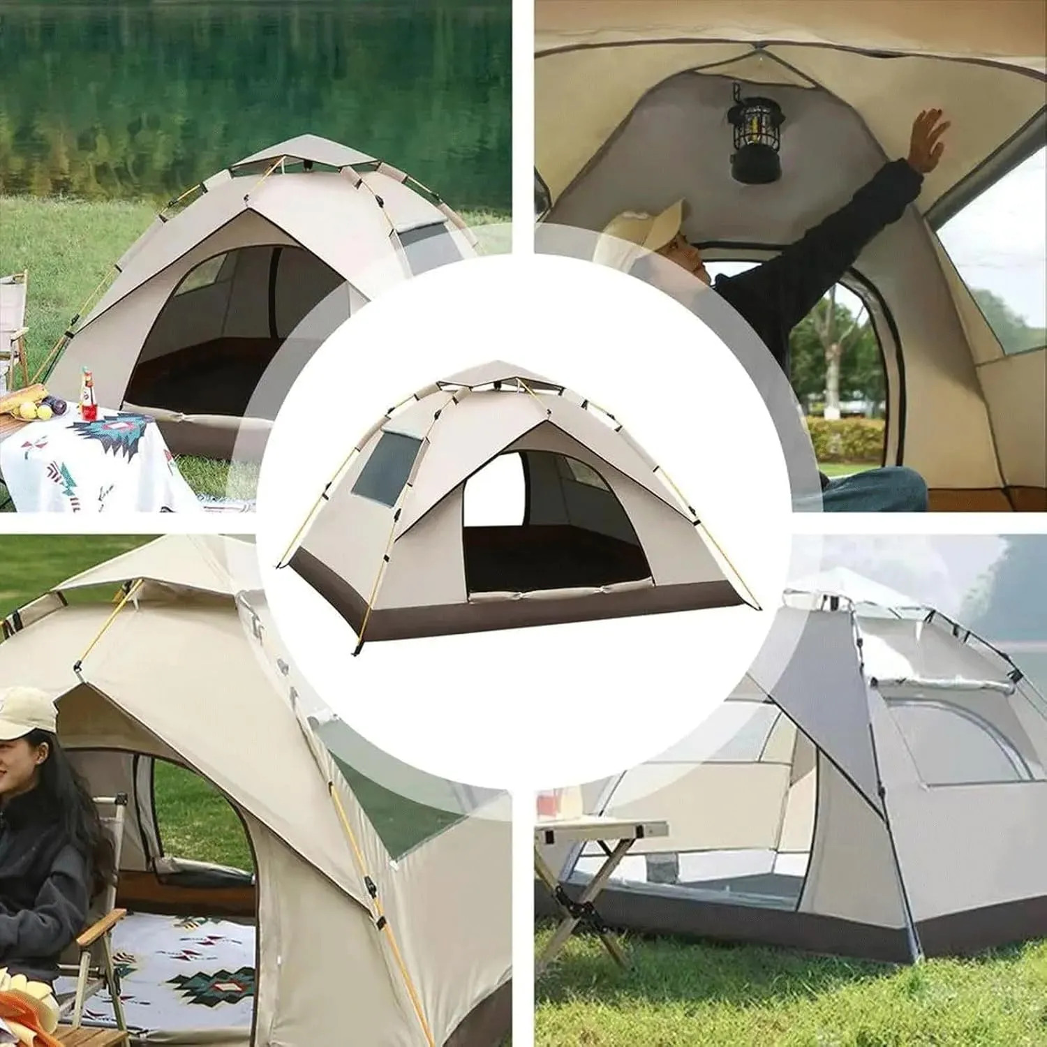 Pop Up Tent, Family Camping Tent, Simple Tent, Lightweight And Portable Automatic Tent, Waterproof And Sunscreen, Quick Opening Of Tent, Camping Beach Tent, Picnic, Barbecue, Camping Adventure ( Size
