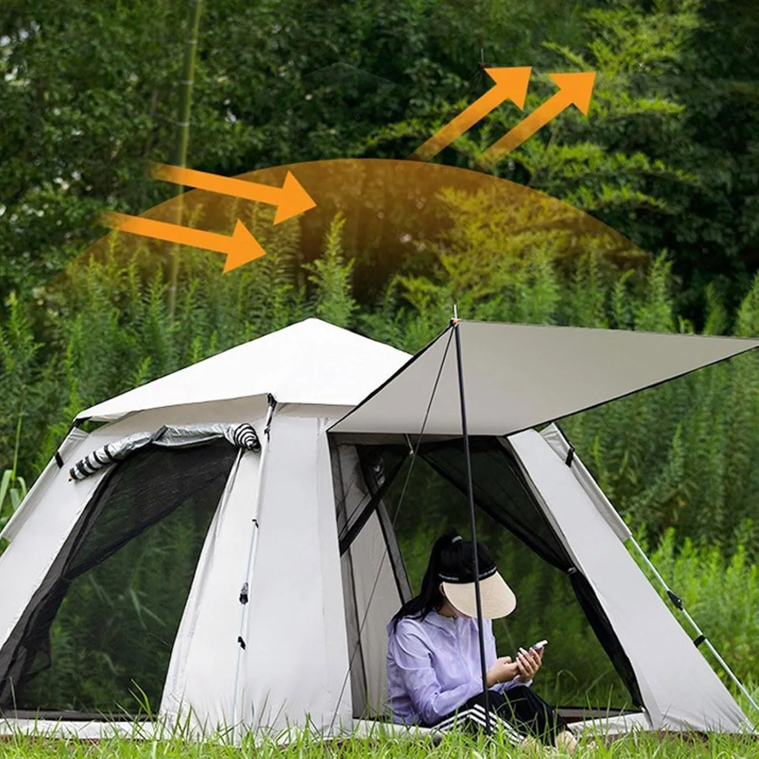 Pop Up Tent-Instant Tents for Camping 3-4 Person, Lightweight Waterproof Outdoor Dome Canopy Pop Up Tent Easy to Set Up, for Traveling Outdoor, Hiking, Beach, Fishing