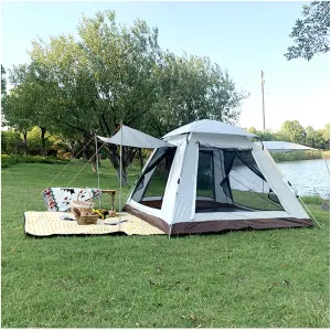 Pop Up Tents Camping 4 Man Waterproof,Double Doors and Four Windows Sports Pod Pop Up Tent Stable and Lightweight Dome Tents for Family Camping,Hiking Party