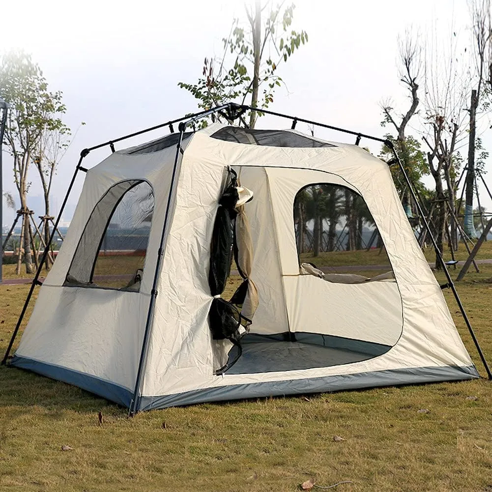 Pop Up Tents with Porch for Camping Waterproof Instant Tent 3-4 Person Double Layer for Family Automatic Tent Easy Setup for Camping Hiking Mountaineering Beach