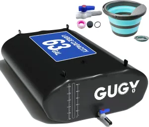 Portable 63 Gallon Water Bladder for Truck Bed,Carrier Cart, Large Water Bob Bathtub Emergency Water Bladder for Outdoor RV & Car Camping,Water Storage Bladder with Spigot,Overflow Kit-Black 240L