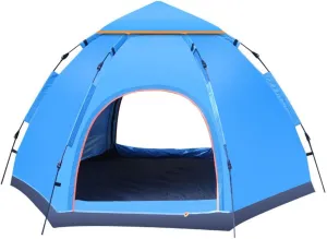 Portable Automatic Pop Up Tent, 6Person Family Camping Tent with Storage Bag, Rainproof and Mosquito Proof, Breathable and UV Proof, Tent for Family Camping,Blue