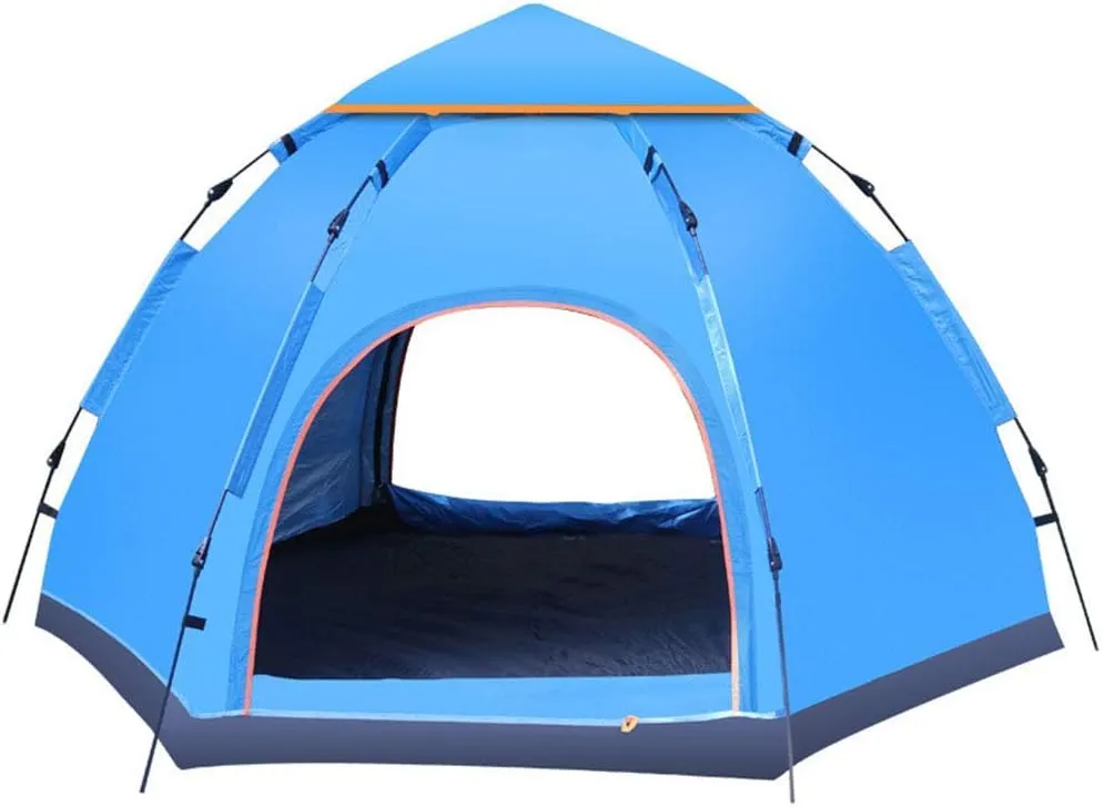 Portable Automatic Pop Up Tent, 6Person Family Camping Tent with Storage Bag, Rainproof and Mosquito Proof, Breathable and UV Proof, Tent for Family Camping,Blue
