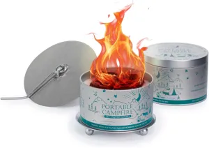 Portable Campfire, Holder and Extinguish Included, Reusable Fire Pit for Camping, Smores, Picnics - Made with Recycled Soy Wax Up to 3-5 Hours Burn Time - Tabletop Fireplace, Emergency Heat - 2 Pack