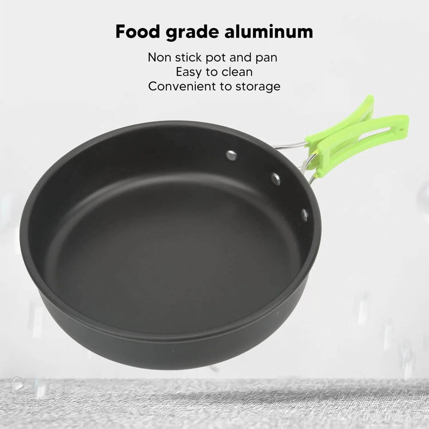 Portable Camping Cookware Mess Kit for Backpacking, Lightweight and Compact, Self Rebounding Handle Pots and Pans, Hard Oxidized Aluminum Material, to Carry and Store,