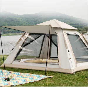 Portable Campitent Double Doors and Four,Waterproof 4 Man Tent, Practical Sturdy Pop up Tents Camping, for Family Camping,Hikiparty 4 People