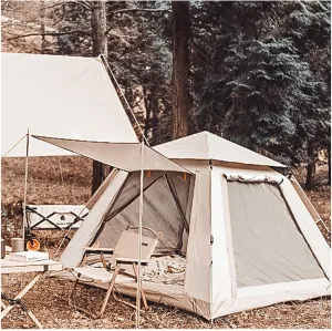Portable Campitents Family 4 People Pop Open in 3 Seconds,Double Doors and Four Tunnel Tents Stable Sturdy a Frame Tent Ideal for Campiin The Garden