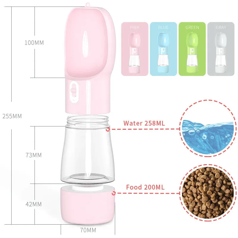 Portable Dog Water Bottle with Bowl – Leakproof Pet Feeder for Travel, Hiking & Outdoor Adventures
