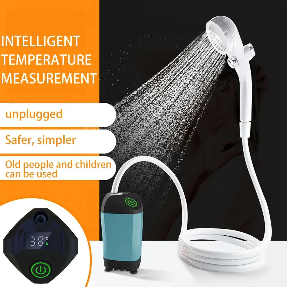 Portable Electric Camping Shower - IPX7 Waterproof Shower Pump with Digital Display for Hiking, Travel, Beach, Pet Watering