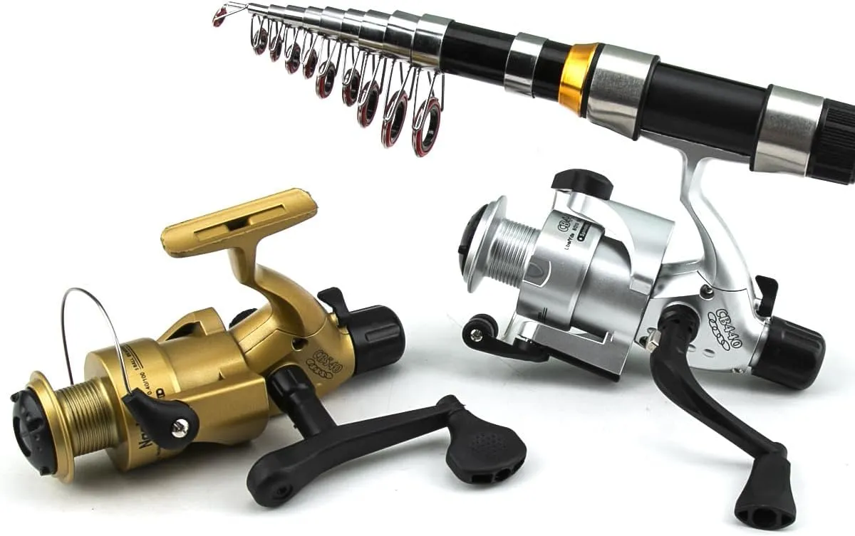 Portable Fishing Rod and Reel Set, Telescopic Casting Rod with Line and Hooks, Saltwater Fishing