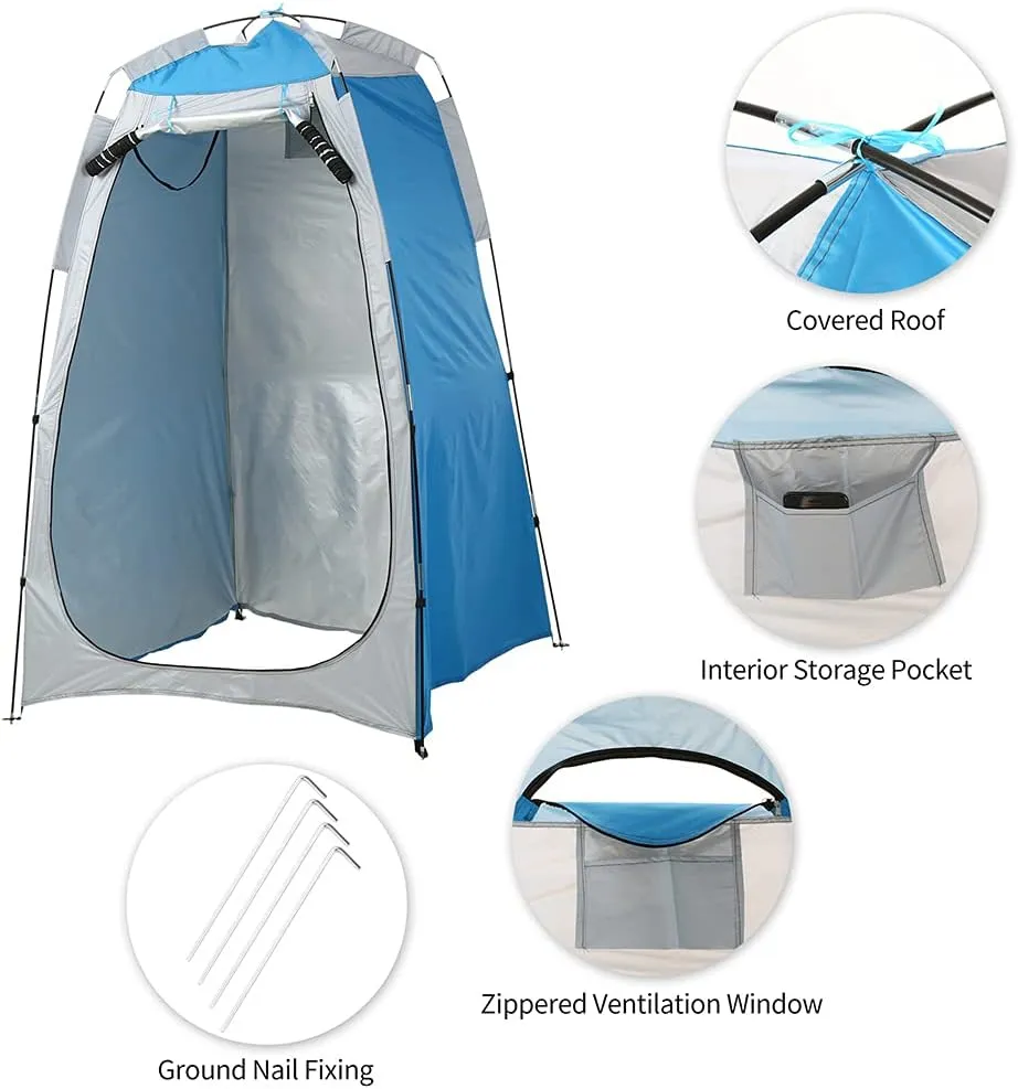Portable Instant Pop Up Tent Foldable Camping Shower Tent with Carry Bag Dressing Room Privacy Shelter Portable Outdoor Bathroom Tent for Camping Beach Easy Set Up (Blue 120X120X190CM) (Gree