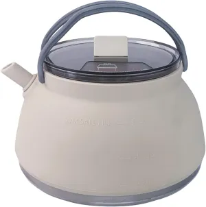 Portable Kettle 1.5L Stainless Steel & Silicone Collapsible Kettle with Handle, Lid & Fixing Strap for Travel, Camping, Picnic, BBQ
