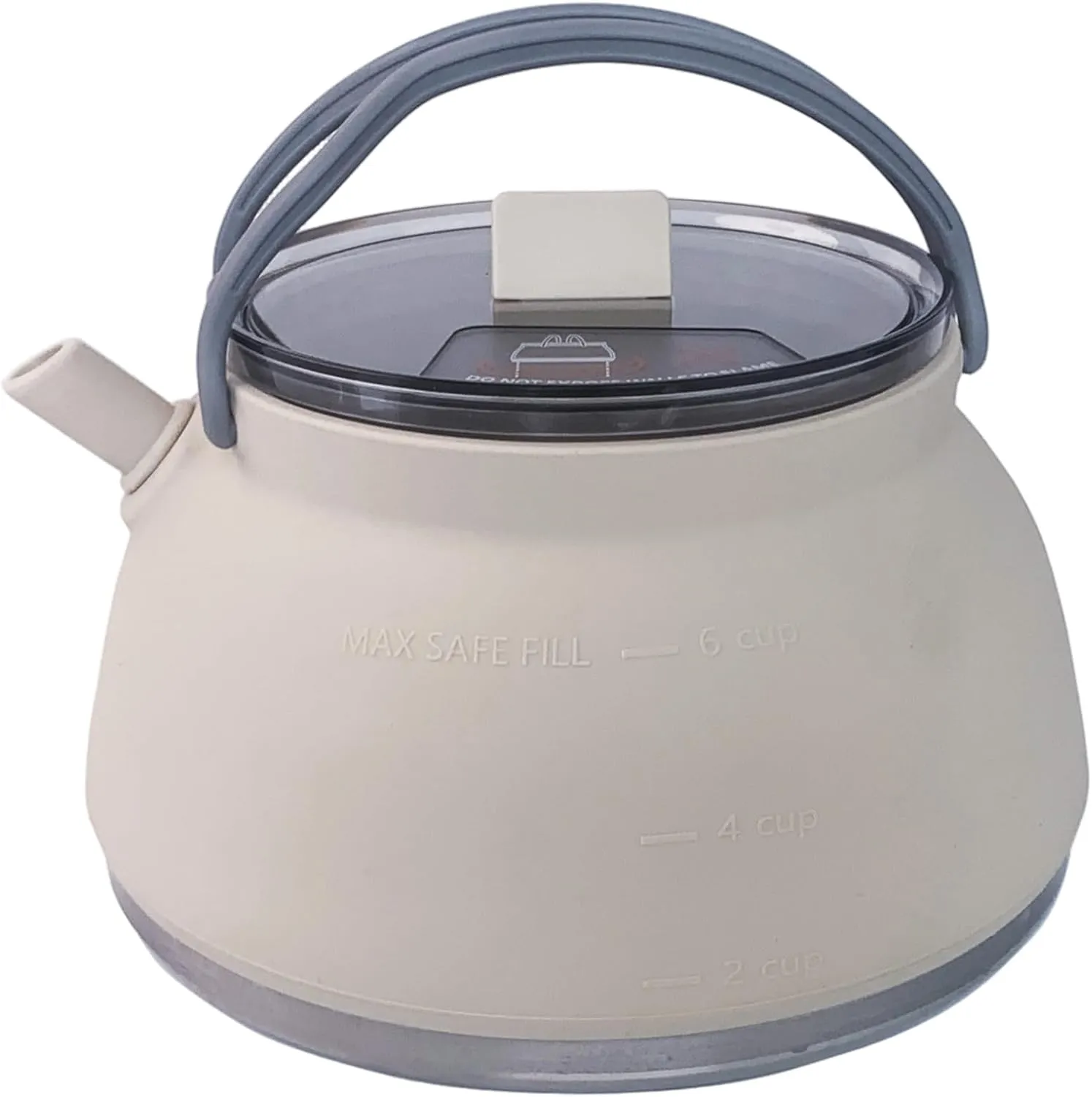 Portable Kettle 1.5L Stainless Steel & Silicone Collapsible Kettle with Handle, Lid & Fixing Strap for Travel, Camping, Picnic, BBQ.