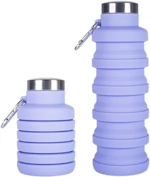 Portable Kettle Portable Silicone Water Bottle Retractable Folding Coffee Bottle Creative Water Cup Outdoor Travel Tool Sports Water Bottle (Color : Purple, Size : 500ml)