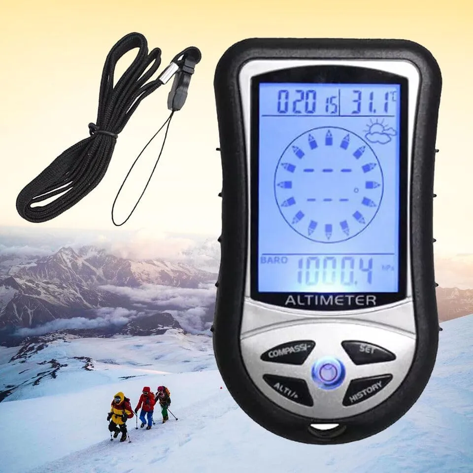 Portable Multifunction Altimeter Digital Compass Clock Barometer Thermometer 2P1