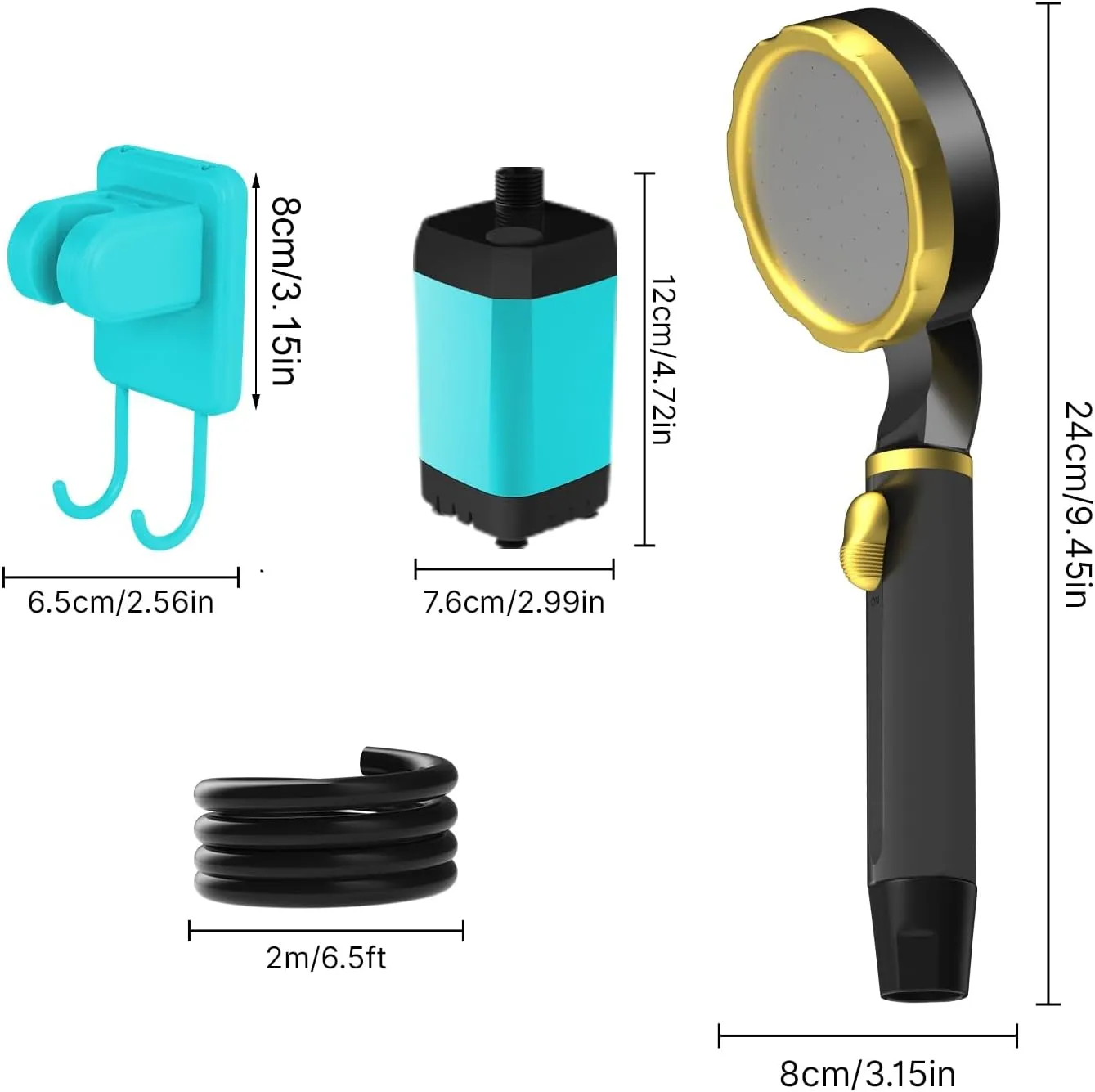 Portable Shower for Camping 7800mAh Rechargeable Camping Shower with Shower Head Intelligent LED Display Electric Shower Pump