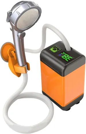Portable Shower for Camping, Outdoor Electric Shower Rechargeable Pumps with Digital Display, Camping Shower Head Nozzle