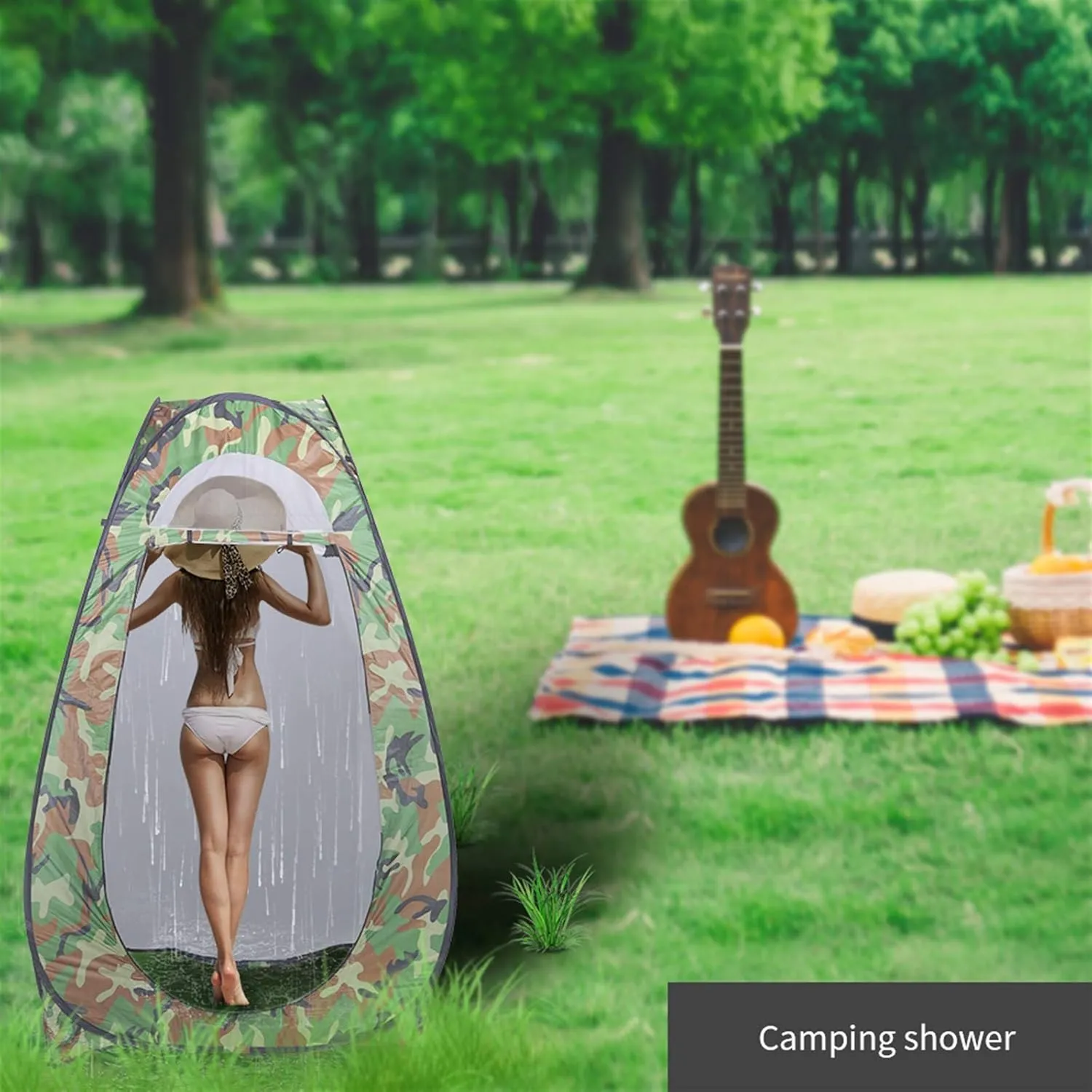 Portable Shower Tent Pop Up Privacy Shelter,Camping Bathroom Toilet Potty Tents Outdoor Personal Changing Pod for Beach Picnic Fishing (Camouflage)