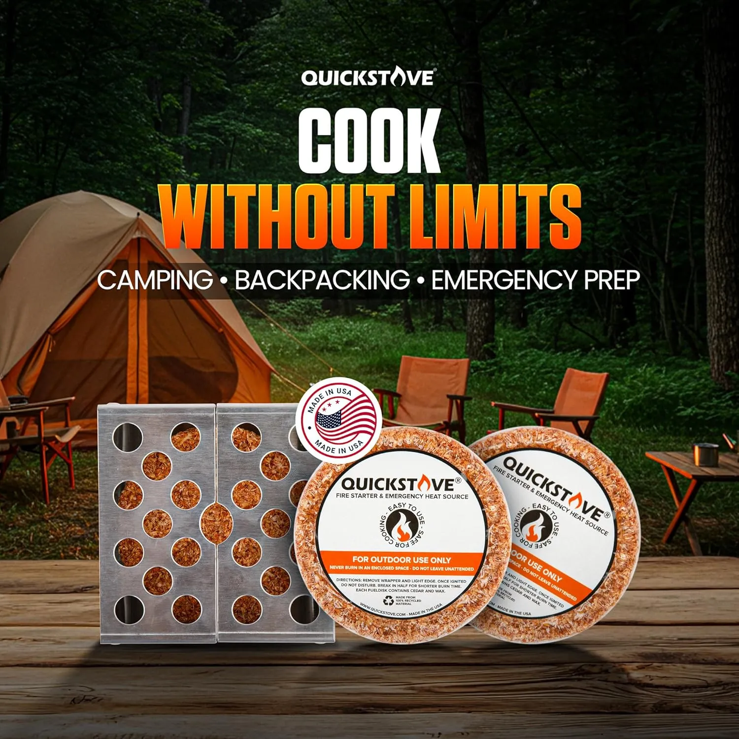 Portable Stove with 2 Fire Starters, Lightweight Stainless Steel Wood Burning Stove for Emergency Preparedness, Survival Supplies, Camping Gear & Outdoor Cooking