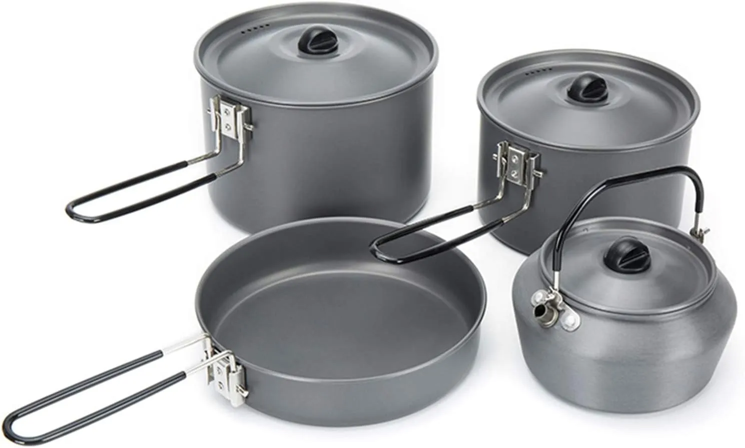 Pot Pan Kettle Set Camping Cookware Pots and Pans Set Mess Kit Backpacking Cooking Equipment Cookset for Camping, Picnic