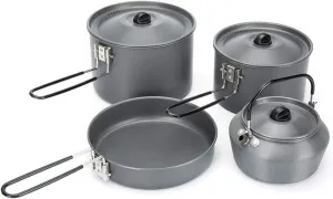 Pot Pan Kettle Set Camping Cookware Pots and Pans Set Mess Kit Backpacking Cooking Equipment Cookset for Camping, Picnic