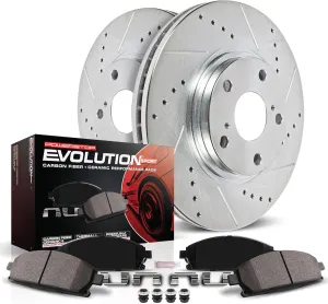 Power Stop K5732 Rear Z23 Carbon Fiber Brake Pads with Drilled & Slotted Brake Rotors Kit For BMW M3 2001-2006 [Model Specific]