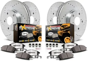 Power Stop K8171-36 Front and Rear Z36 Truck & Tow Brake Kit, Carbon Fiber Ceramic Brake Pads and Drilled Slotted Brake Rotors For Escalade Chevy Silverado 1500 Suburban Tahoe Sierra 1500 Yukon
