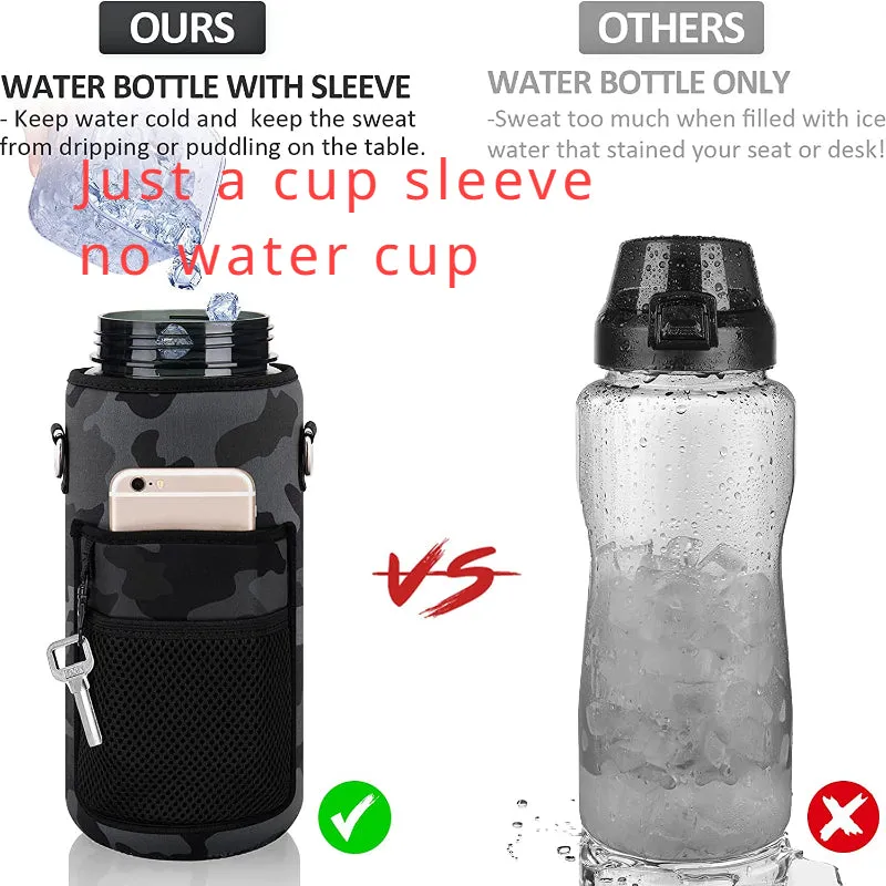 Premium 2L Water Bottle Sleeve with Pop-Up Straw – Leakproof Half Gallon Jug, Insulated Holder, Storage Pockets for Phone, Cards & Keys, Ideal for Gym, Workout & Sports