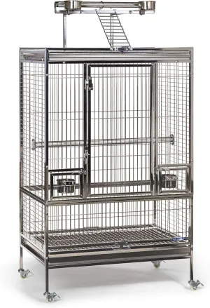 Prevue Pet Products Large Stainless Steel Play Top Bird Cage, Rust Resistant Metal Cage for Birds with Rooftop Ladder and Playtop