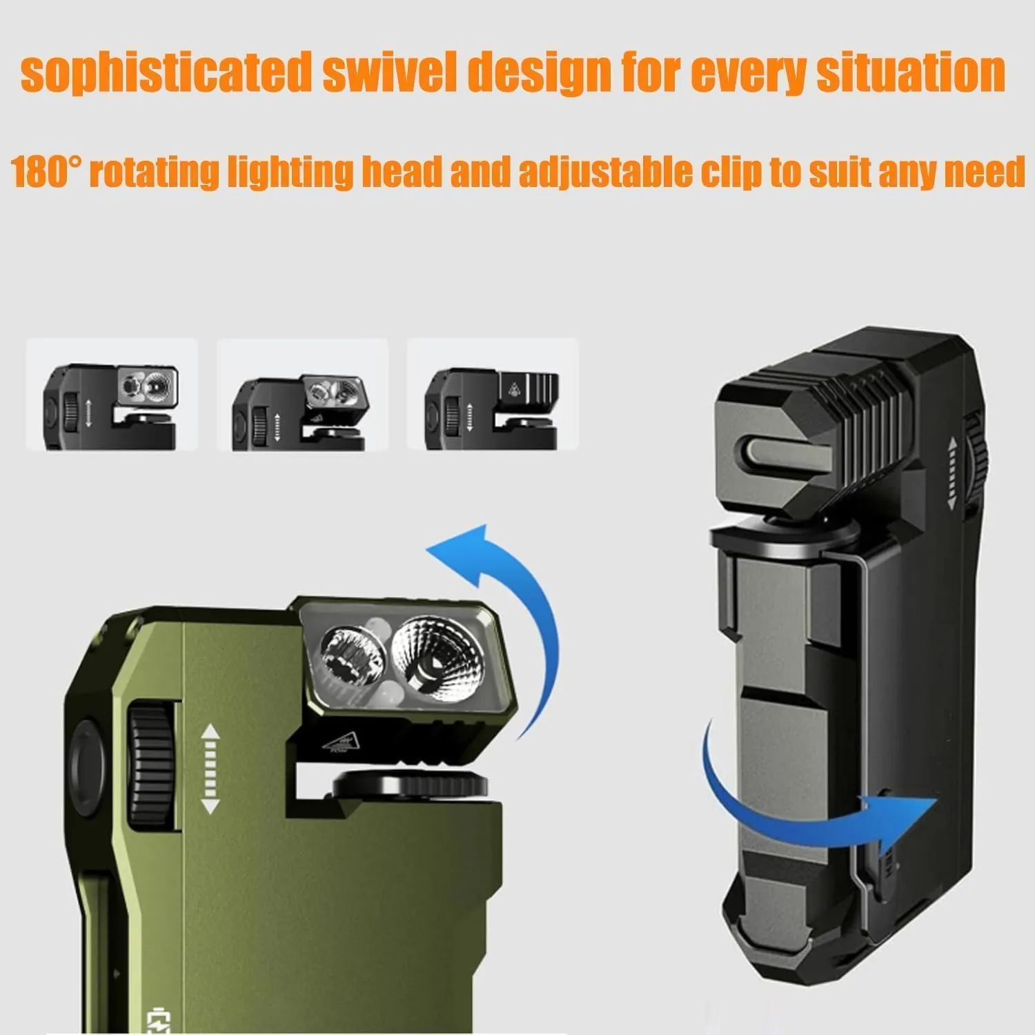 Priormer Flashlight, Super Bright 6 Modes EDC Light 400 Lumens, 180° Rotation Dual Lights Ip68 Waterproof Magnetic Mini Flashlight for Outdoor (Mix)